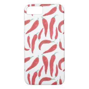Coque iPhone 8/7 piments d'un rouge ardent d'aquarelle