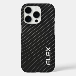 Coque iPhone 16 Pro Pinceau diagonal blanc sur noir - minimaliste