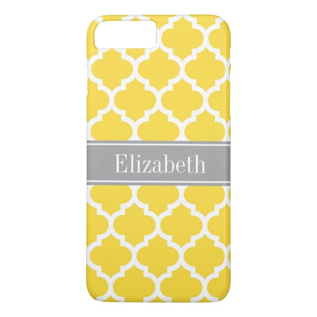 Coques Case-Mate iPhone Pineapple Wht Moroccan #5 Dk Gray Name Monogram (Dos)