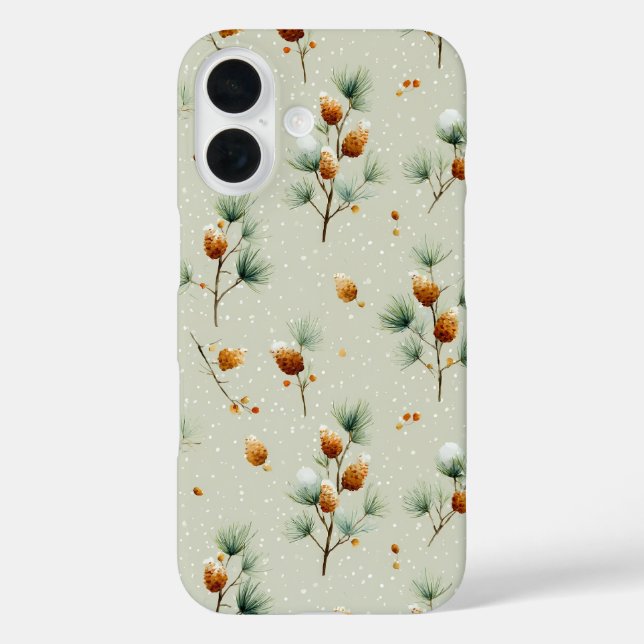 Coques Case-Mate iPhone Pinecones d'hiver et branches de neige (Verso)