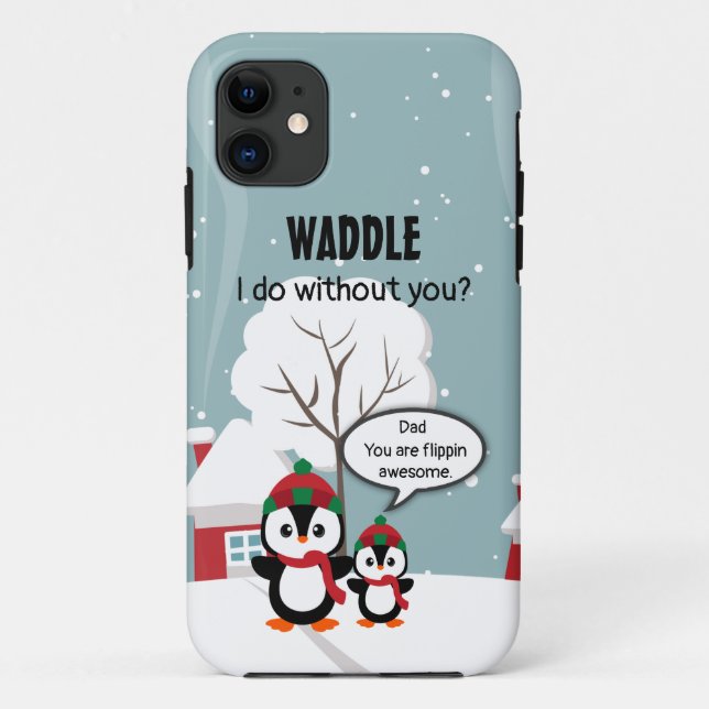 Coques Case-Mate iPhone Pingouin Bébé Gris Mignonne En Neige D'Hiver (Dos)