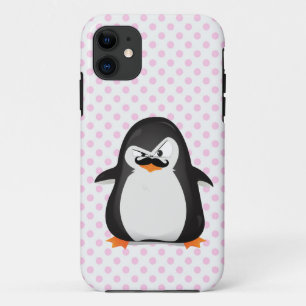 Coques Pour iPhone Pingouin blanc noir mignon et moustache drôle