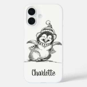 Coque Pour iPhone 16 Pingouin de Noël mignon, Joyeux bébé oiseau