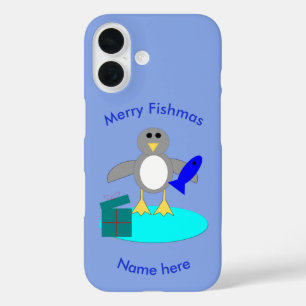 Coque Pour iPhone 16 Pingouin de pêche joyeux Noël