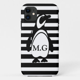 Coque iPhone 11 Pingouin et rayures
