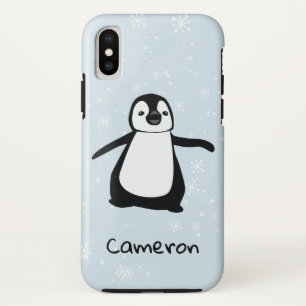 Case-Mate iPhone Case Pingouin mignon Nom Bleu Blanc Neige hiver