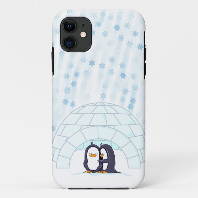 Coques Case-Mate iPhone Pingouins dans l'igloo tout en neigeant (Dos)