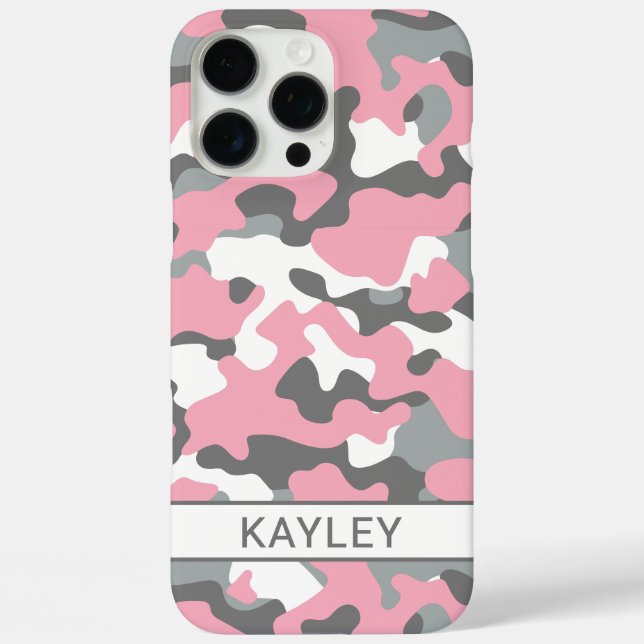 Coques Case-Mate iPhone Pink and Gray Camouflage Personalized (Verso)
