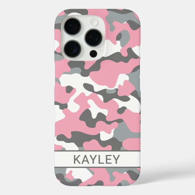 Coques Case-Mate iPhone Pink and Gray Camouflage Personalized (Verso)