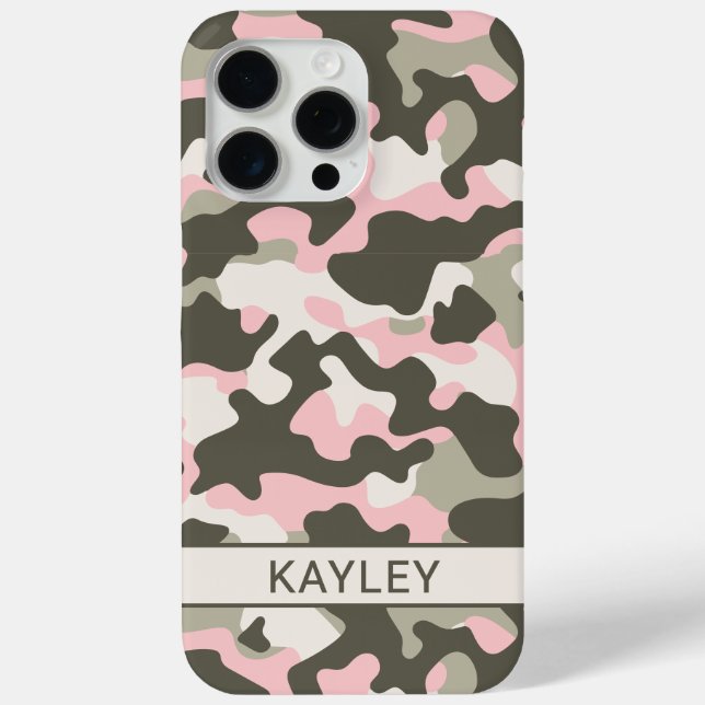 Coques Case-Mate iPhone Pink and Green Camouflage Personalized (Verso)