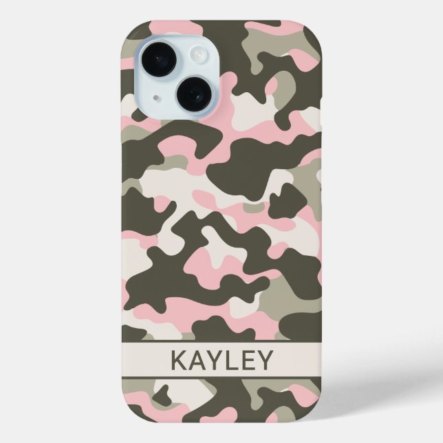 Coques Case-Mate iPhone Pink and Green Camouflage Personalized (Verso)
