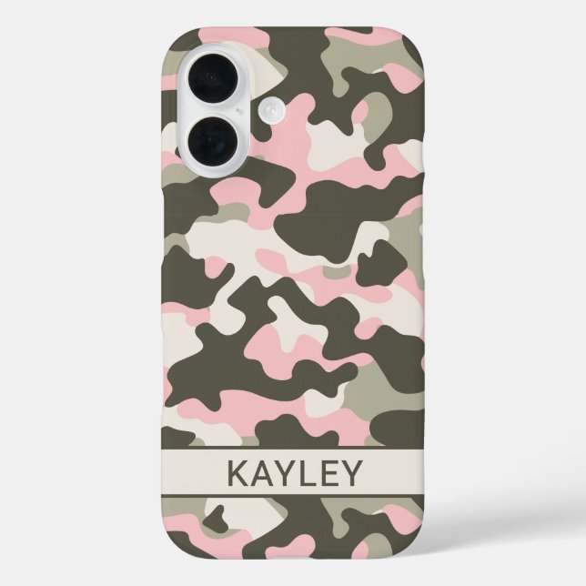 Coques Case-Mate iPhone Pink and Green Camouflage Personalized (Verso)