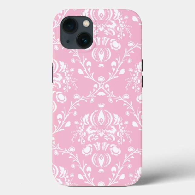 Coques Case-Mate iPhone Pink and White Damask  (Verso)