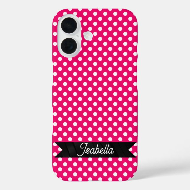 Coques Case-Mate iPhone Pink and White Polka dots (Verso)