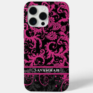 Coque Case-Mate iPhone Pink Blanc Noir Personnalisé Damask iPhone