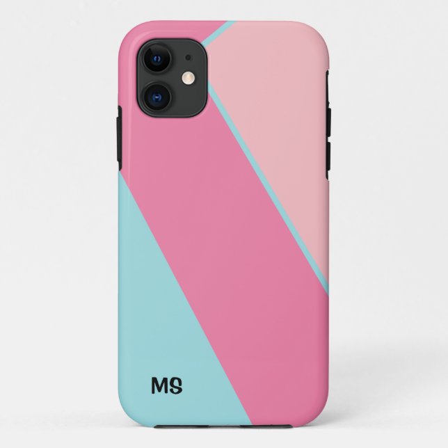 Coques Case-Mate iPhone Pink blush sky blue modern abstract geometry (Dos)