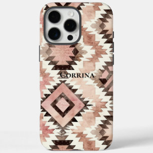 Coque iPhone 16 Pro Max Pink Brown Cowgirl Southwestern Tribal