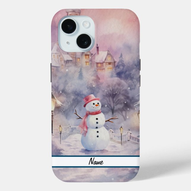 Coques Case-Mate iPhone Pink Christmas Snowman Tough (Verso)