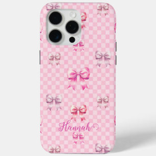 Coque Case-Mate iPhone Pink Coquette Bow Checboard