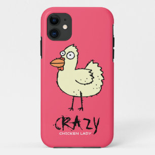 Coque iPhone 11 PINK Crazy Chicken Lady Dessin