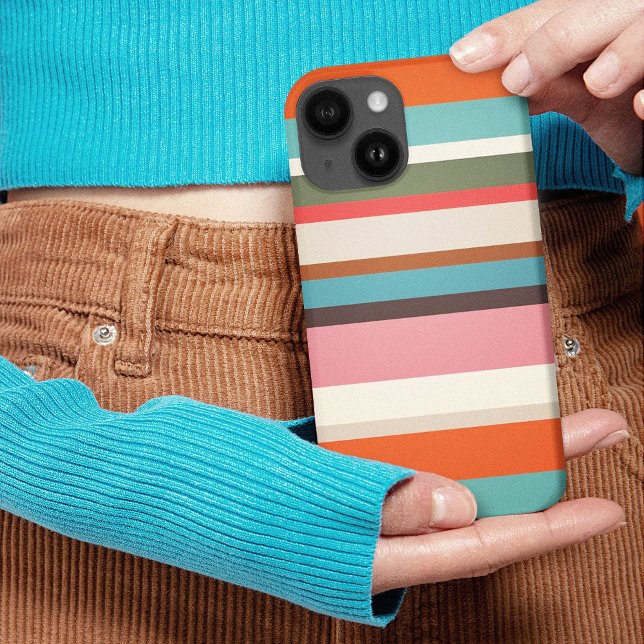 Coques Case-Mate iPhone Pink et Brown les années 70 Hippie rayures Personn (Pink and Brown 70s Hippie Stripes Personalized Case-Mate iPhone Case)