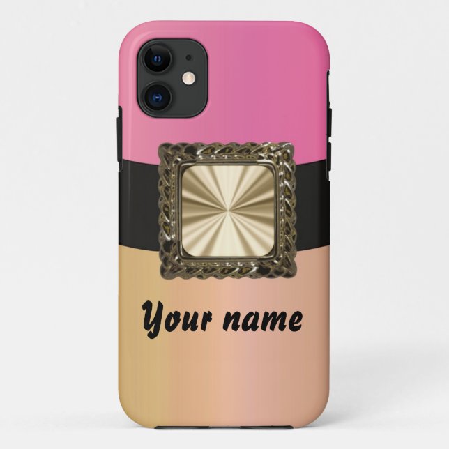 Coques Case-Mate iPhone Pink et or personnalisable (Dos)