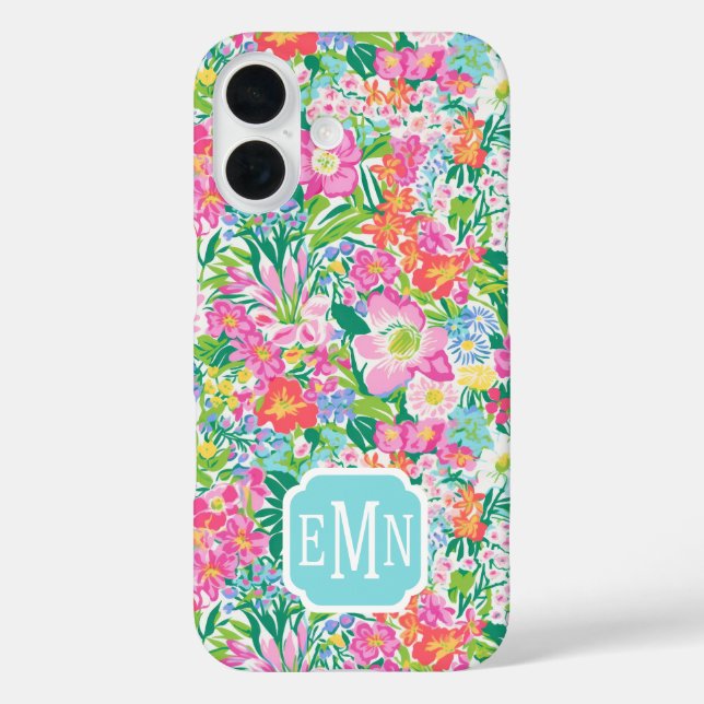 Coques Case-Mate iPhone Pink Floral Garden Monogrammed (Verso)