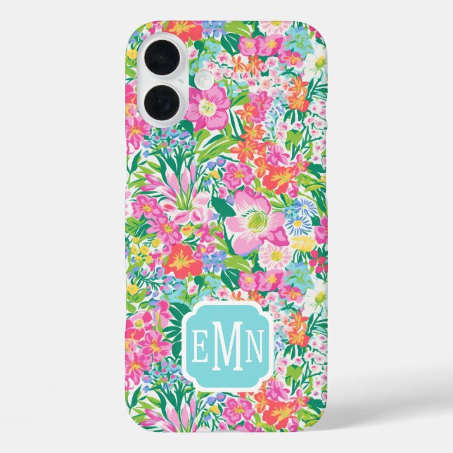 Coques Case-Mate iPhone Pink Floral Garden Monogrammed (Verso)