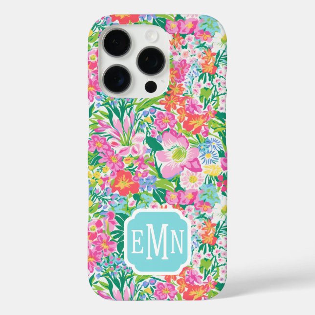 Coques Case-Mate iPhone Pink Floral Garden Monogrammed (Verso)
