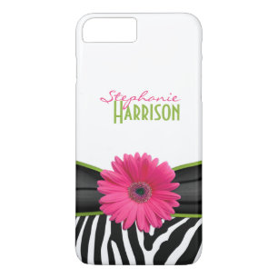 Coque iPhone 8 Plus/7 Plus Pink Green Daisy Zebra Imprimer Personnalisé