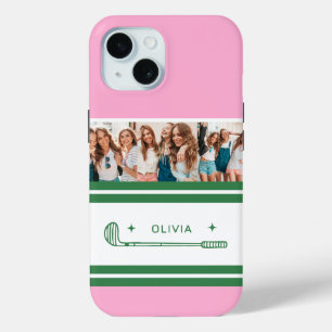 Coque Case-Mate iPhone Pink & Green Striped cadeau rétro personnalisé