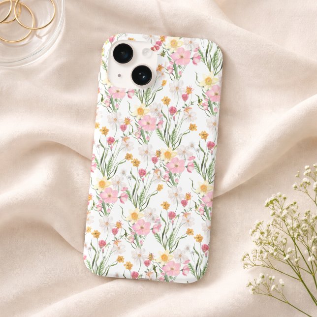 Coques Case-Mate iPhone Pink Green Watercolor Wildflower (Pink Green Wildflower Watercolor Floral Phone Case)