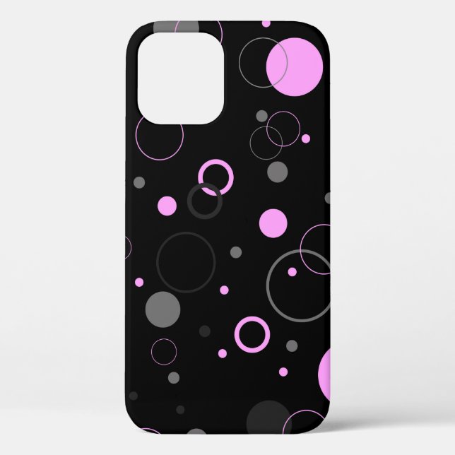 Coques Case-Mate iPhone Pink Grey abstrait sans couture motif avec cercles (Verso)