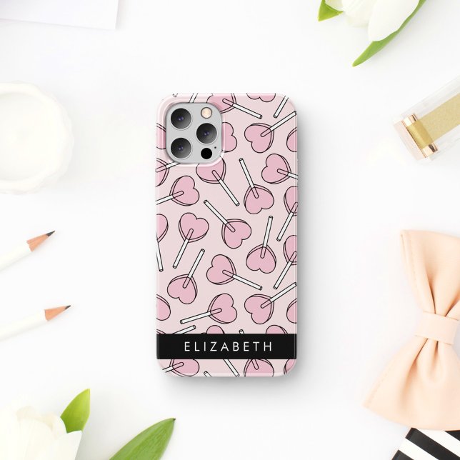Coques Case-Mate iPhone Pink Lollipops, Heart Lollipops, Lolly, Your Name (Créateur téléchargé)