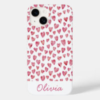 Pink Love Hearts motif nom personnalisé