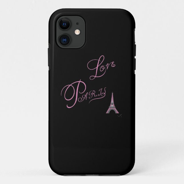 Coques Case-Mate iPhone Pink-Love-Paris-Eiffel-Tower-Unique (Dos)