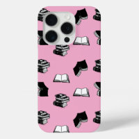 Pink Modern Boish Bibliophile Motif de livre
