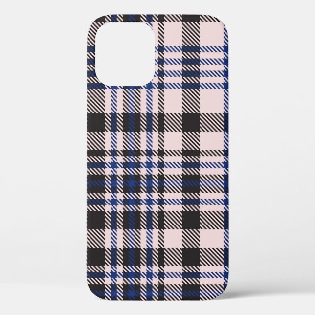 Coques Case-Mate iPhone Pink Navy Glen Plaid texturé transparent (Verso)