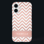 Coque Pour iPhone 16 Pink Ombre Chevron Motif Simple Moderne Monogramme<br><div class="desc">Protégez votre téléphone portable avec style grâce à ce Coque Samsung Galaxy S7 chic et moderne. La conception de couverture est composée d'un joli motif et bande zig-zag en feuille d'or faux rose rose, et de votre nom ou autre texte customisé dans une police de typographie blanche simple. Cette étui...</div>