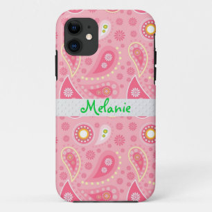 Coques Pour iPhone Pink Paisley iPhone Monogramme personnalisé