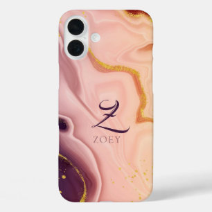 Coque Pour iPhone 16 Plus Pink Pastel Violet Parties scintillant Aquarelle p