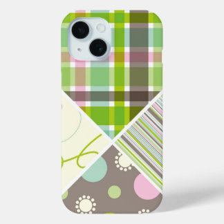 Coque Pour iPhone 15 Pink Pastels Check Dots Scribbles Stripes Patterso