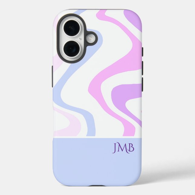 Coques Case-Mate iPhone Pink Purple Blue Abstract Personalized Name (Verso)
