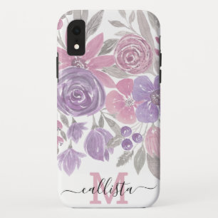 Case-Mate iPhone Case Pink Purple Sage Green Floral Watercolor