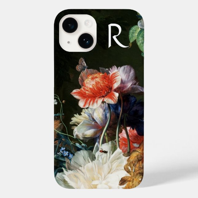 COQUES Case-Mate iPhone PINK RED ANEMONES WHITE FLOWERS, BUTTERFLY MONOGRA (Verso)