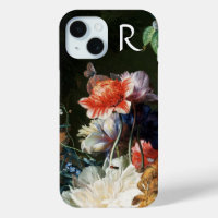 PINK RED ANEMONES WHITE FLOWERS, BUTTERFLY MONOGRA