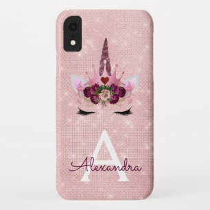Case-Mate iPhone Case Pink - Rose Gold Unicorn Sparkle Princess Monogram