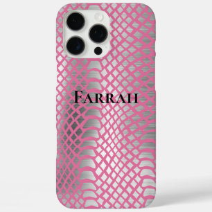 Coque iPhone 16 Pro Max Pink Silver Snake Print