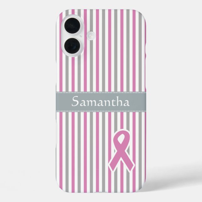 Coques Case-Mate iPhone Pink & Silver Stripes personnalisé monogramme coqu (Verso)
