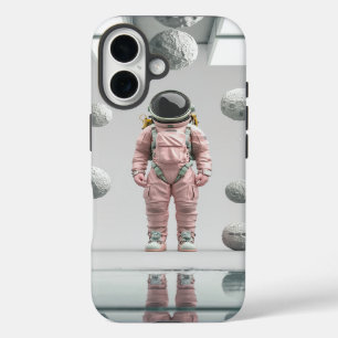 Coque Pour iPhone 16 Pink Space Explorer - Astronaute en dessin animé